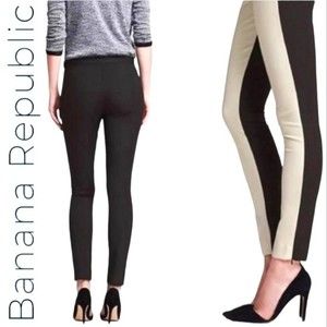 Banana Republic Sloan Fit Y2K Straight Leg Pants Khaki Front & Black Back, sz 4